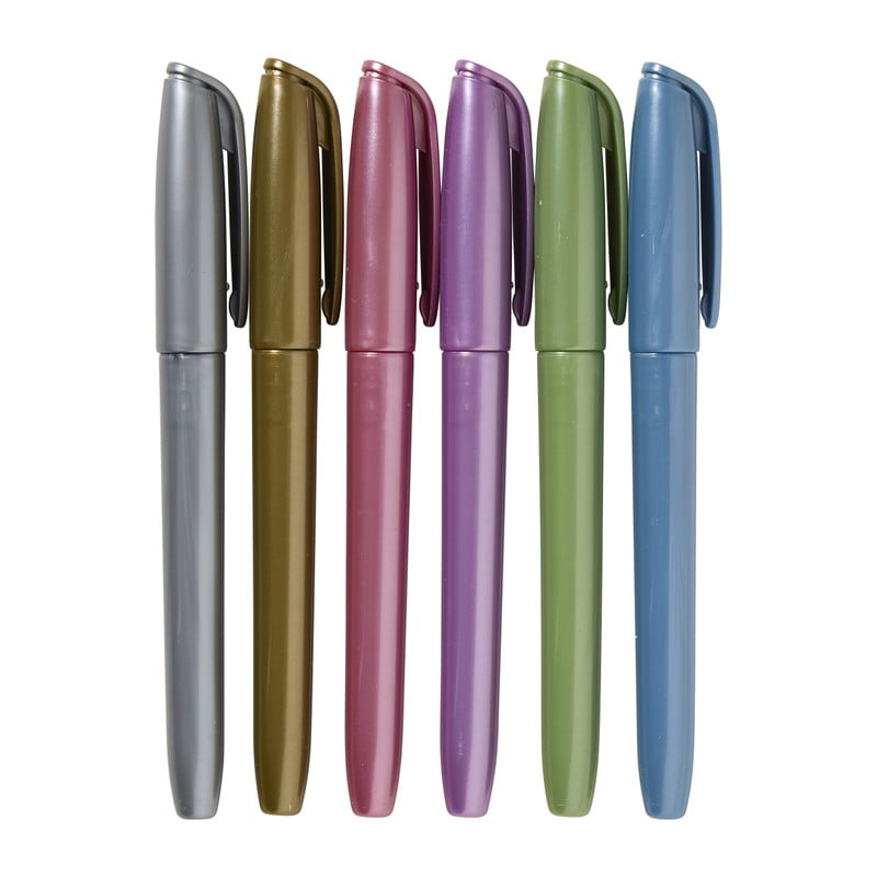 Brush pen - metallic - set van 6