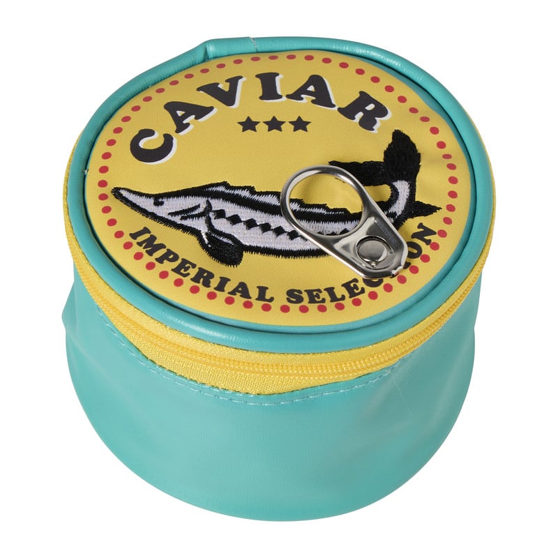 Etui kaviaar - blauw/ geel - ø10x6 cm