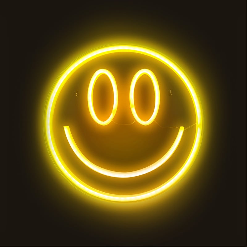 Neon LED lamp smiley - geel - ø33x2 cm