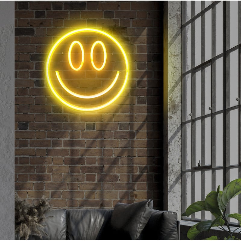Neon LED lamp smiley - geel - ø33x2 cm