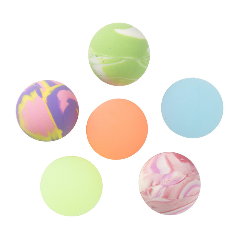 Glow in the dark stuiterbal - set van 6 - diverse varianten
