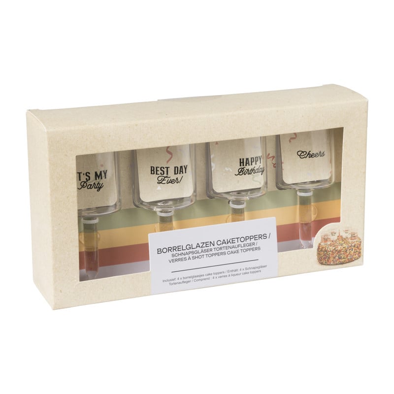 Caketopper shotglazen - set van 4