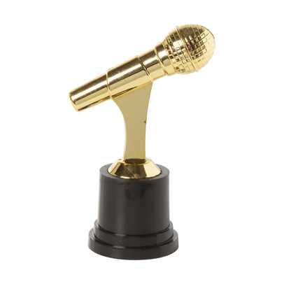 Microfoon trofee - goud - ø5x12 cm