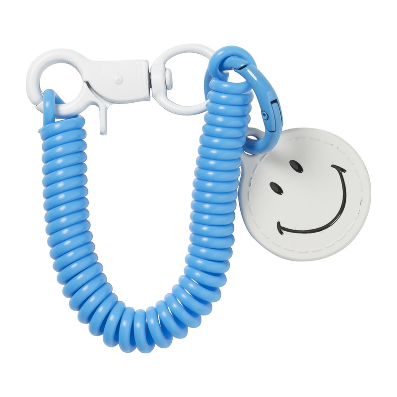 Sleutelhanger spiraal met smiley - plastic - diverse varianten