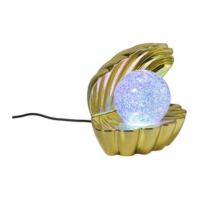 Schelp met glitter parel - goud - 17x15x12 cm