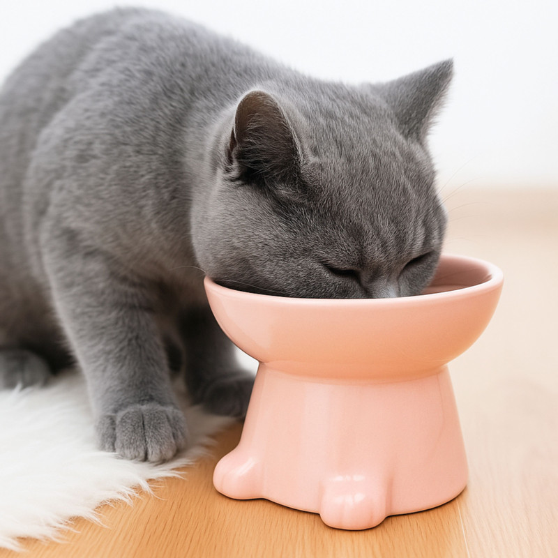 Voerbak voor kat - roze - ø10.3x13 cm