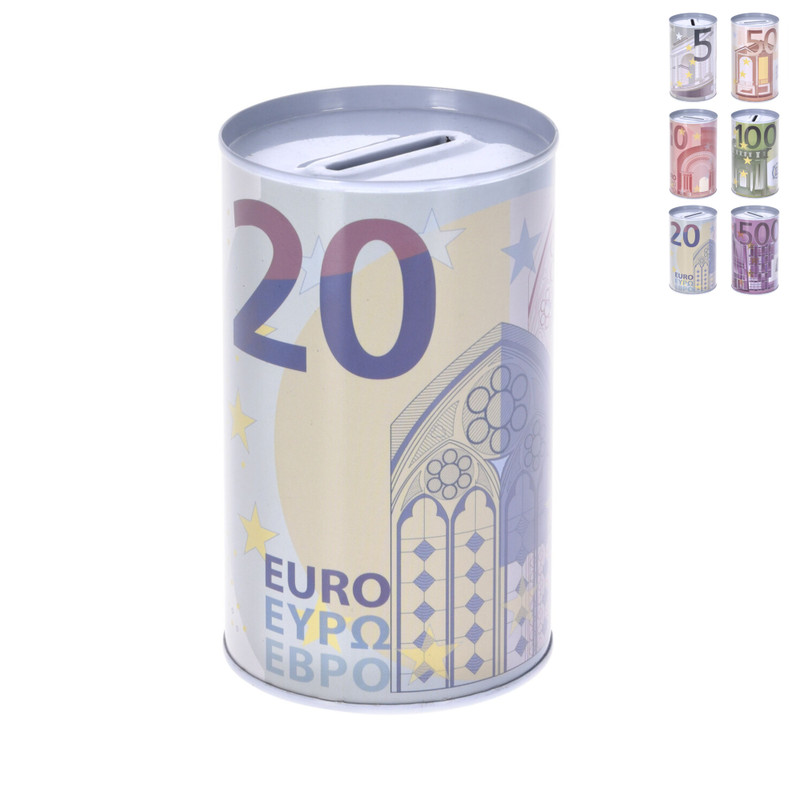 Spaarpot euro - diverse varianten - ø8x12.7 cm