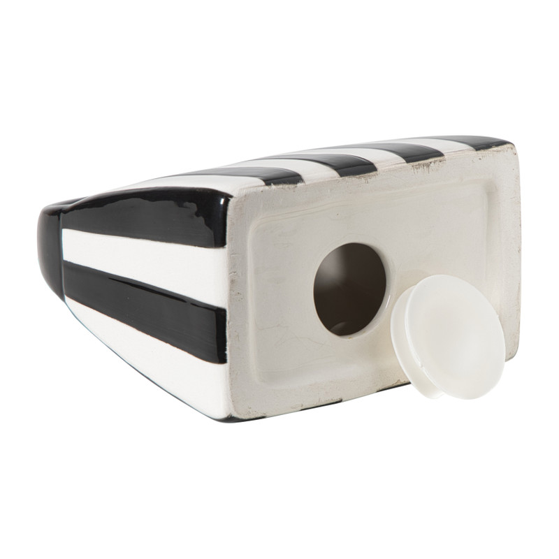 Tas spaarpot gestreept – zwart/wit - 12.3x14.5x7.2 cm