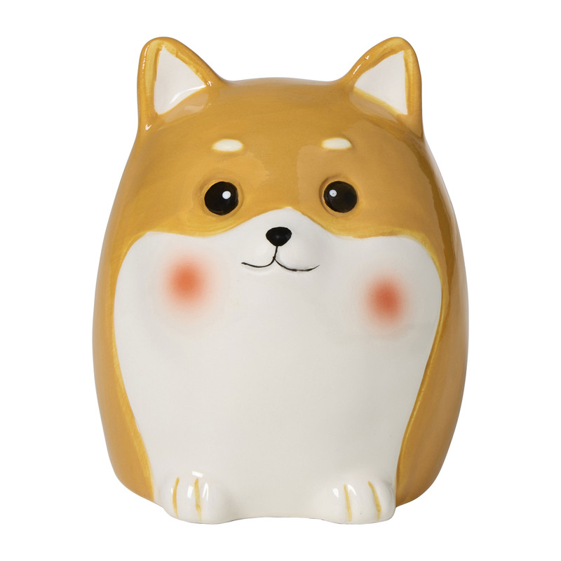 Spaarpot corgi - bruin - 13x11.2x10.8 cm