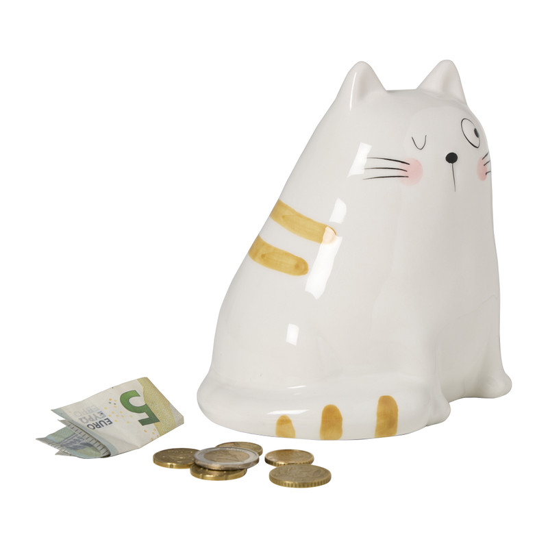 Spaarpot kat - multikleur - 15x13.9x11.4 cm