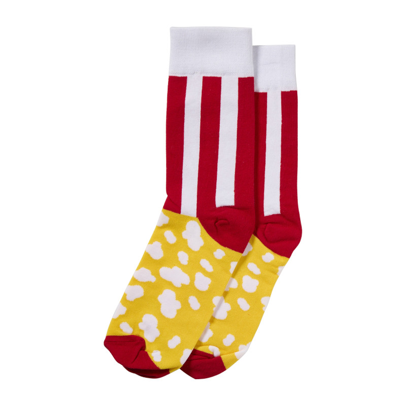 Sokken popcorn - geel/rood - maat 38-42 