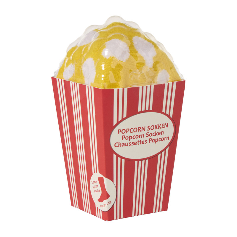 Sokken popcorn - geel/rood - maat 38-42 