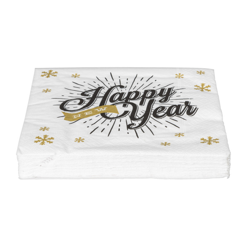 Servetten happy new year - set van 25 - 16,5x16,5 