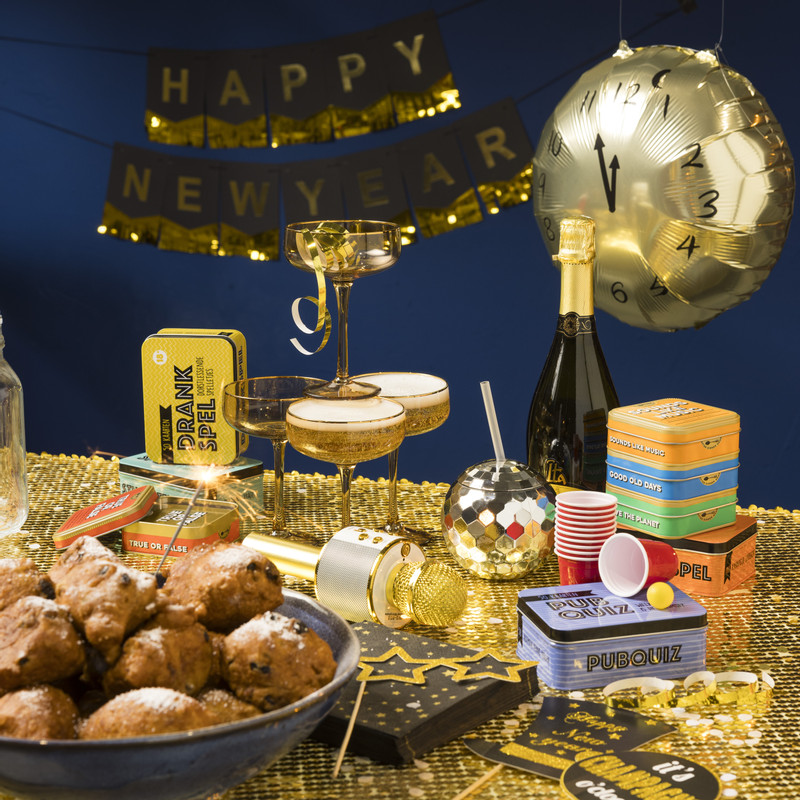 Fotoprops new year - papier/hout - set van 10