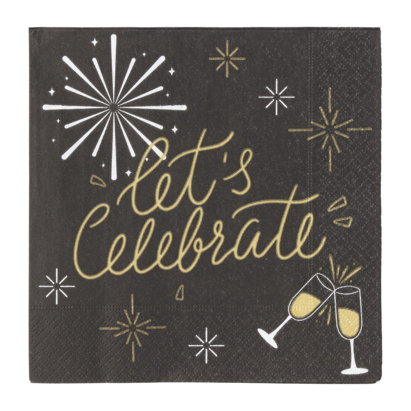 Servetten let's celebrate - papier - 33x33 cm