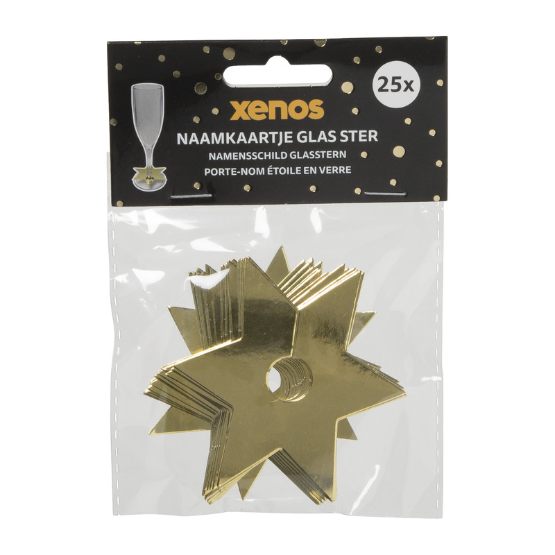 Naamkaartje ster om glas - set van 25