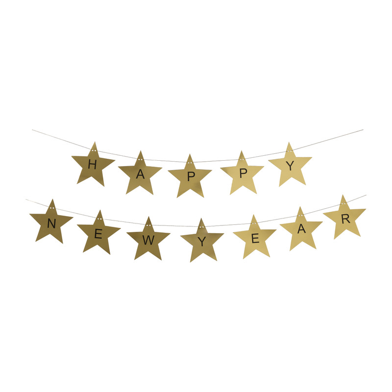 Happy new year sterren slinger - diverse varianten - 3 meter