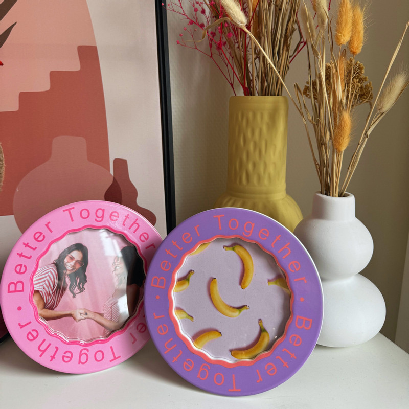 Fotolijst rond - lila - 10x10 cm