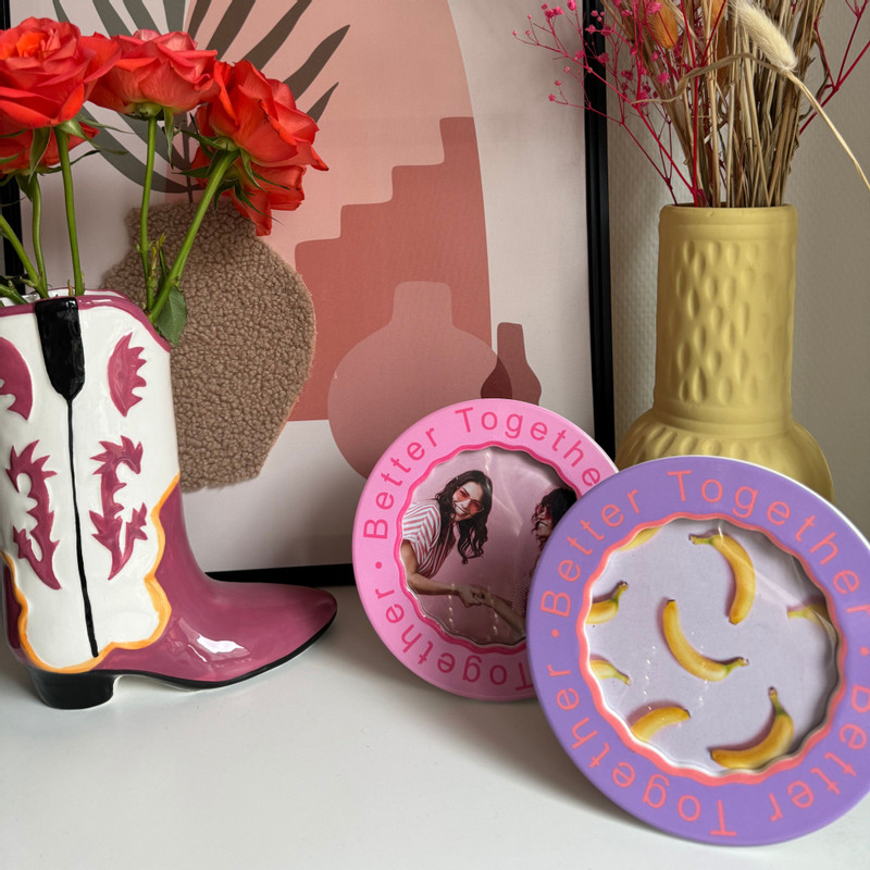 Fotolijst rond - lila - 10x10 cm