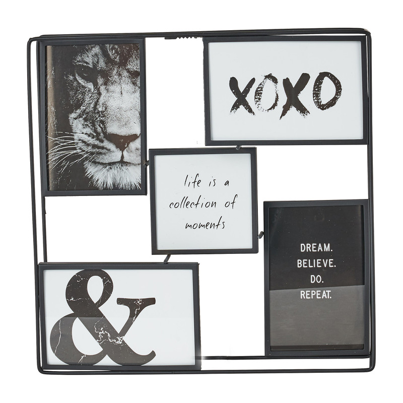 Collagelijst metaal - 5 foto's - 32x6x32 cm - zwart