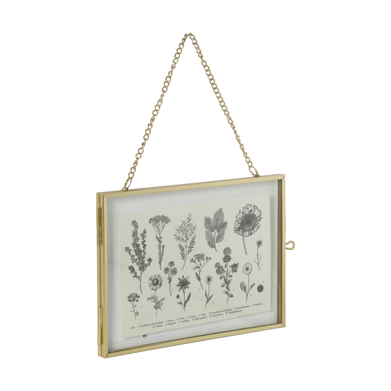 Fotolijst aan ketting liggend - goudkleurig - 15x10 cm