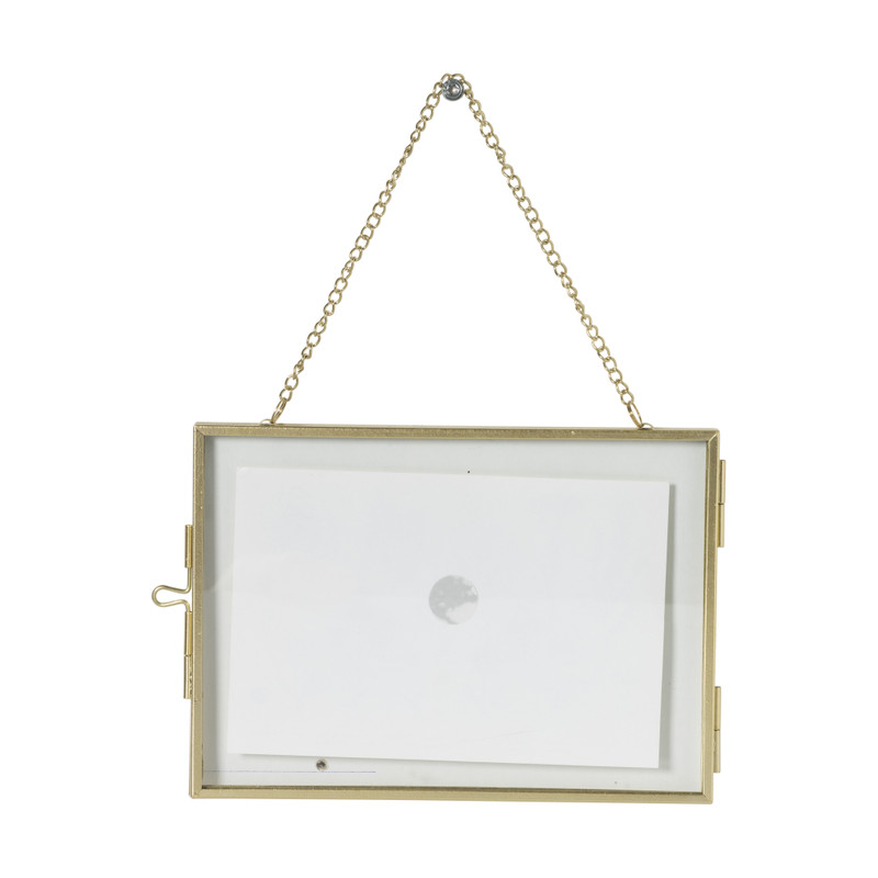 Fotolijst aan ketting liggend - goudkleurig - 15x10 cm