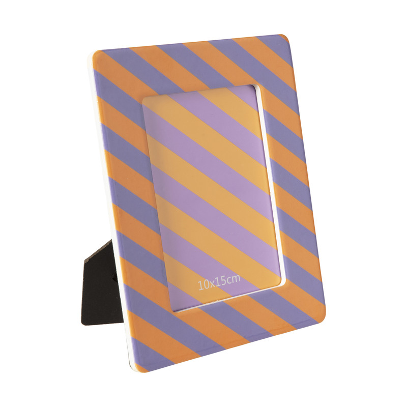 Fotolijst streep - paars/oranje - 10x15 cm