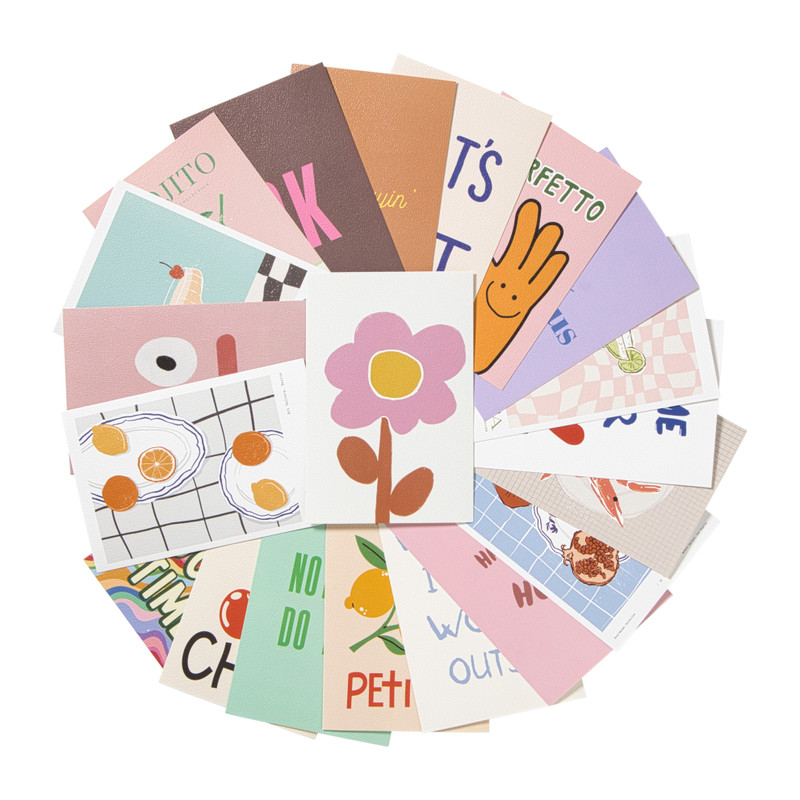 Wenskaarten set van 20 - multikleur