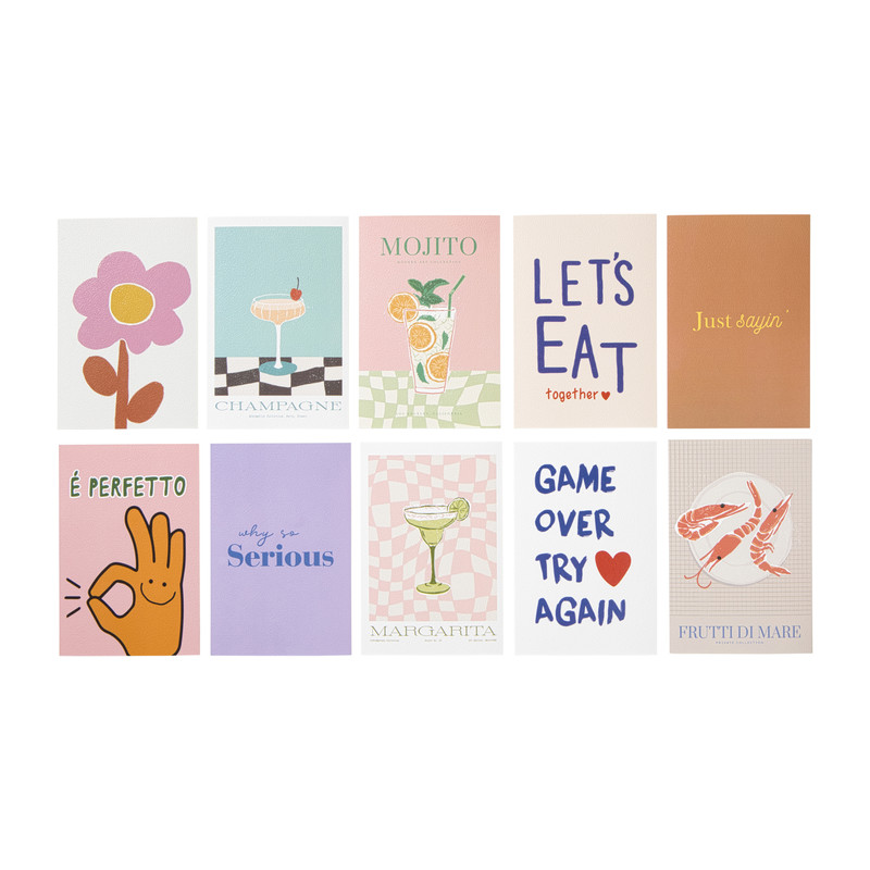 Wenskaarten set van 20 - multikleur