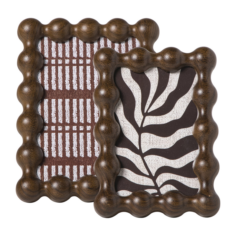 Fotolijst hout bolletjes klein - bruin - 10x15 cm