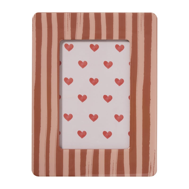 Fotolijstje streep lovely - bruin/rood - 10x15 cm