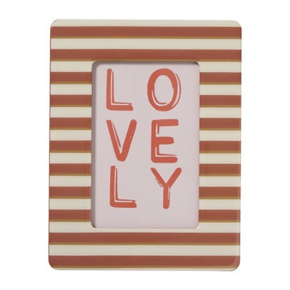 Fotolijstje streep lovely - bruin/rood - 10x15 cm