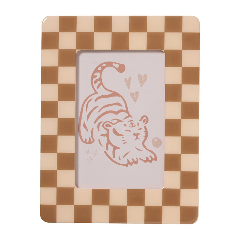 Fotolijstje blokjes - bruin/rood - 13x18 cm