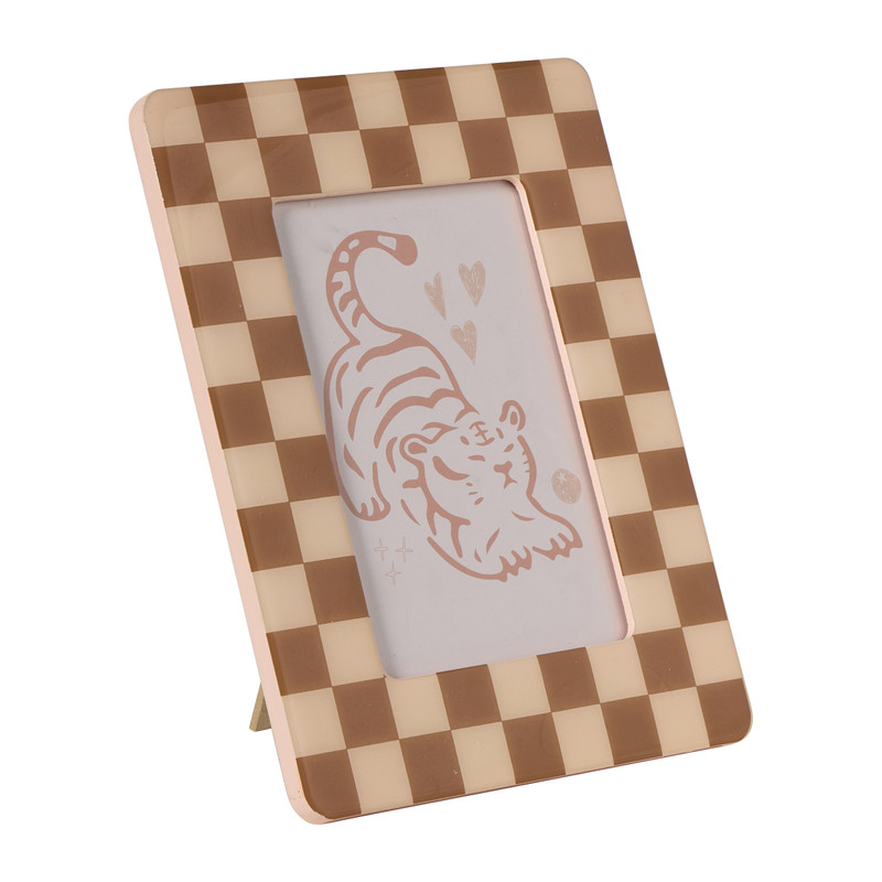 Fotolijstje blokjes - bruin/rood - 13x18 cm