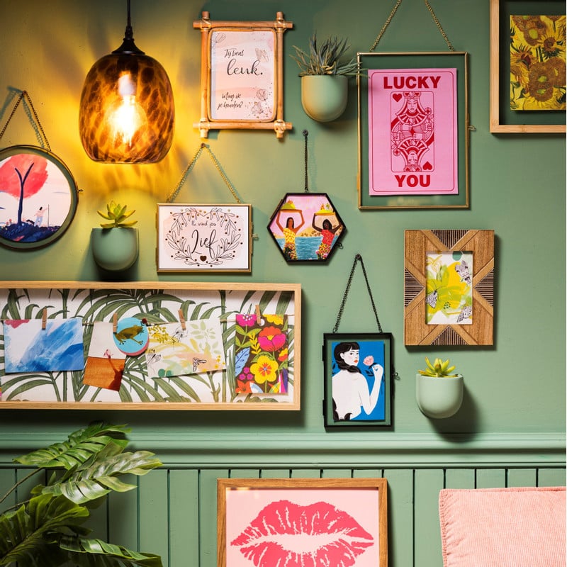 Fotolijst aan ketting staand – zwart - 21x30 cm