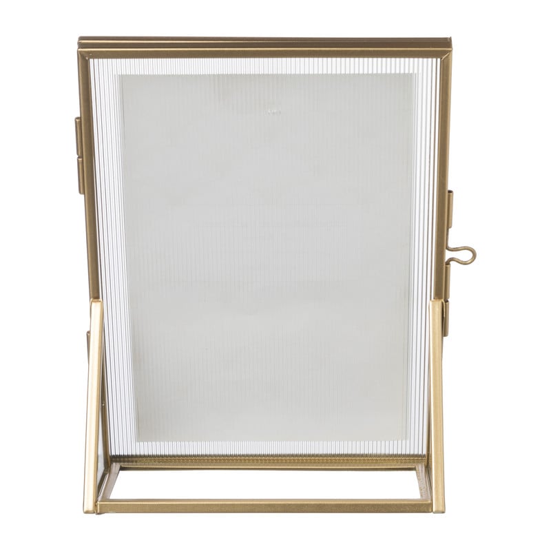 Fotolijst geribbeld glas - 18x13x6 cm - goudkleurig