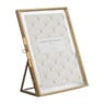Fotolijst geribbeld glas - 18x13x6 cm - goudkleurig