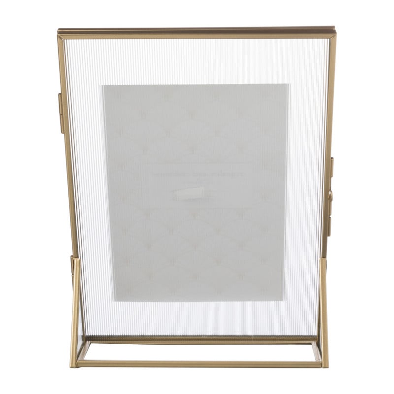 Fotokader geribbeld glas - 25x18x7 cm - goudkleurig