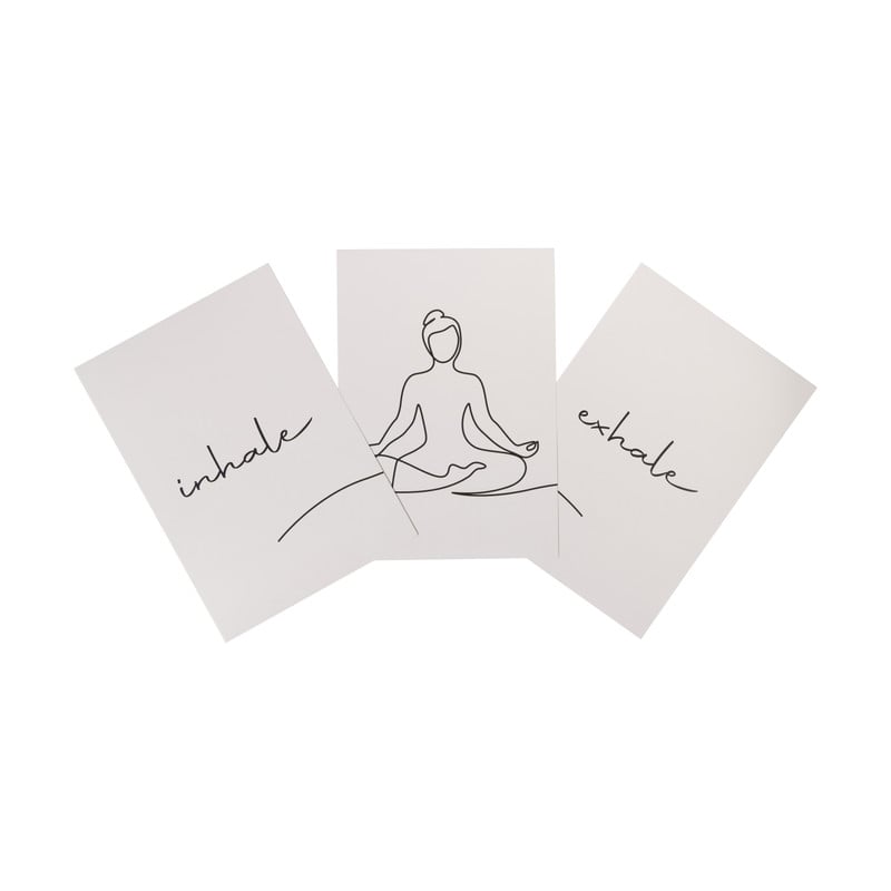 Poster inhale - beige/zwart - 21x30 cm