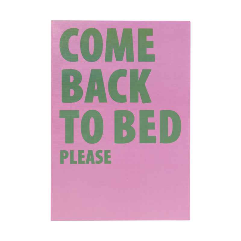 Poster come back to bed - roze/groen - 21x30 cm