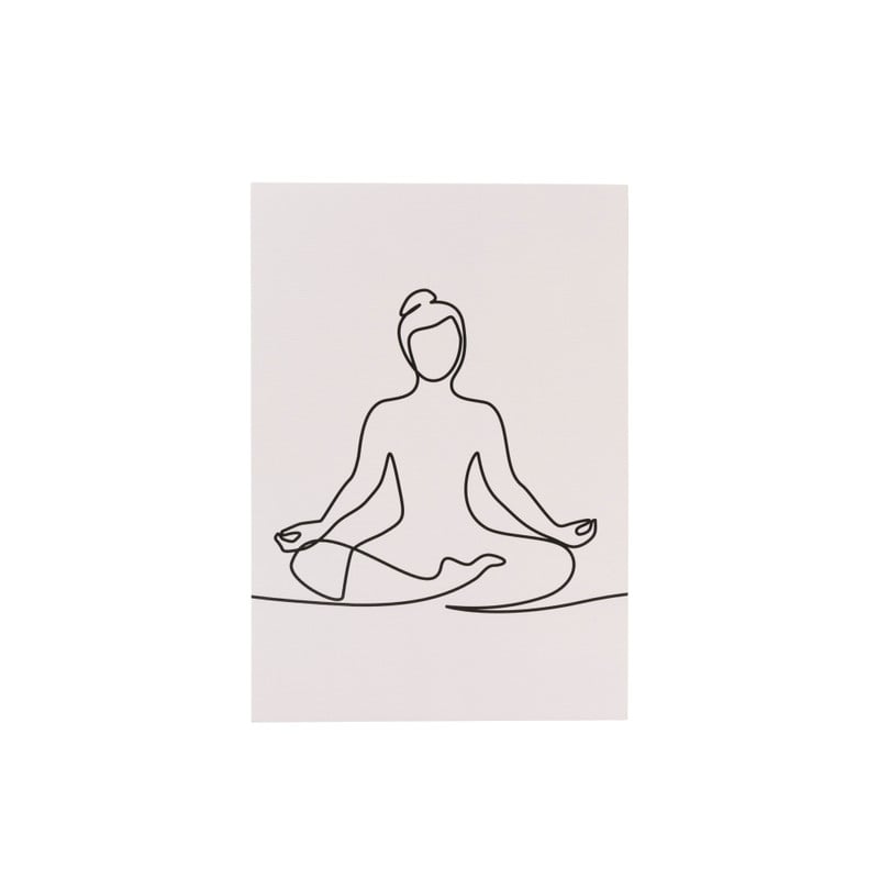 Poster mediteren - beige/zwart - 13x18 cm