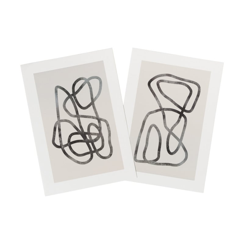 Poster abstract 1 - beige/zwart - 13x18 cm