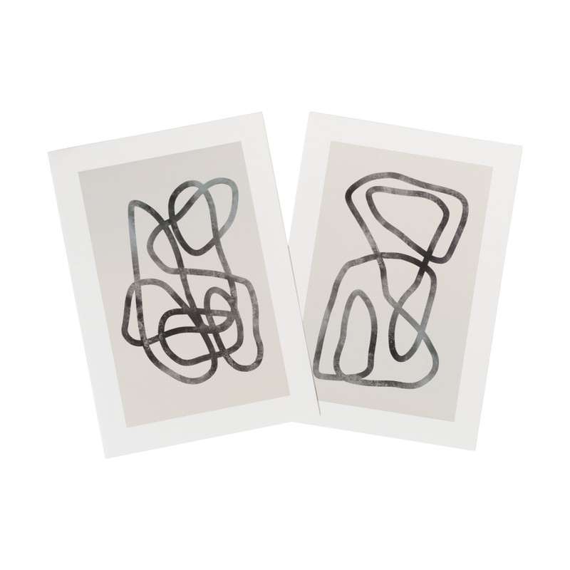 Poster abstract 2 - beige/zwart - 13x18 cm