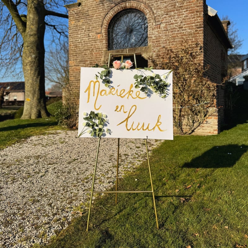 Schildersezel voor welkomstbord - goud - 146.7 cm