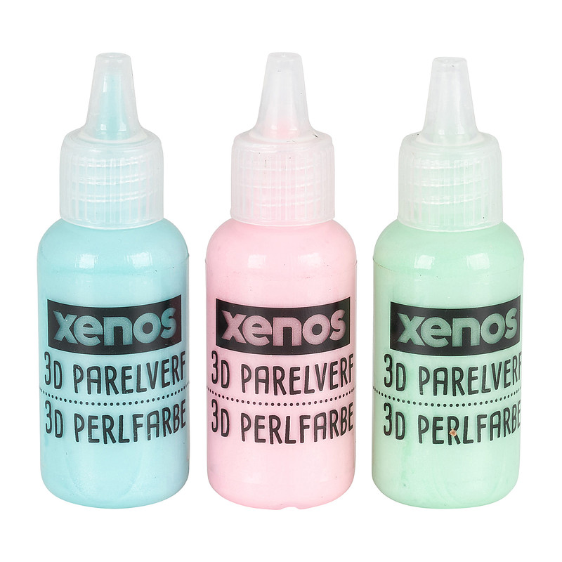 3D parelverf - groen/roze/blauw - set van 3 