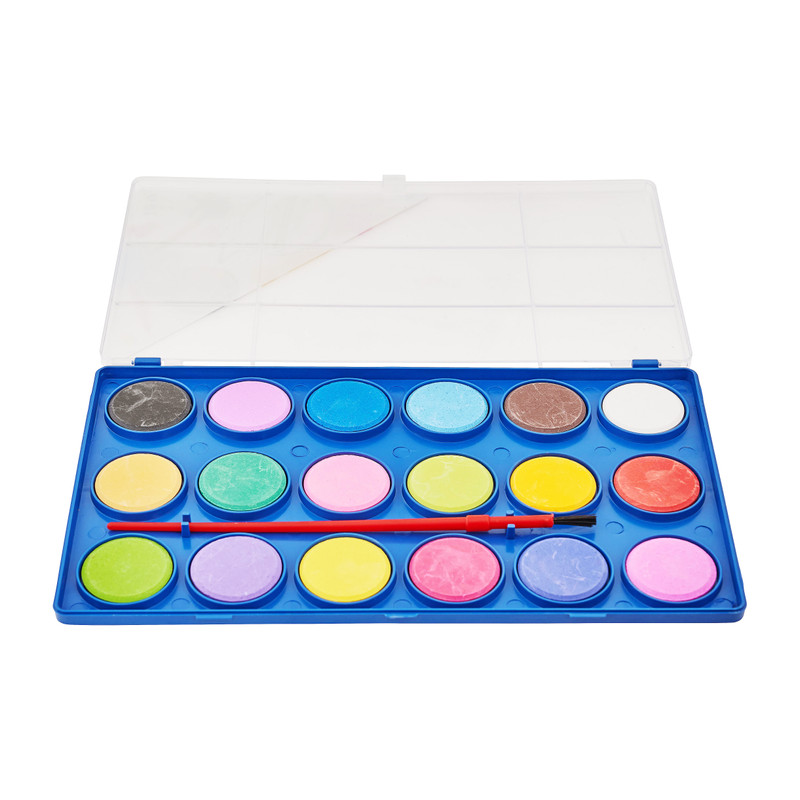 Waterverf met kwast - 18 kleuren