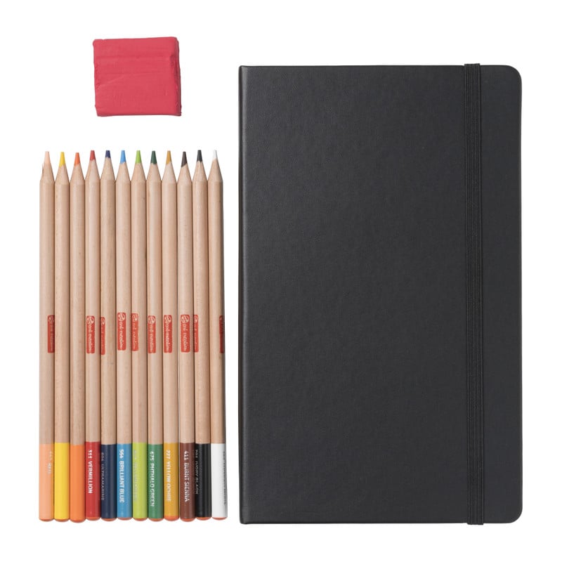 Schetsboek - inclusief kleurpotloden en kneedgum