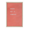 Letterbord - roze - 45x30 cm