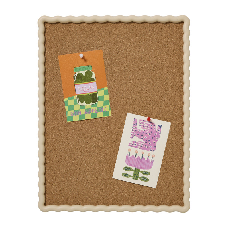Prikbord met golfrand klein - beige - 44x34 cm