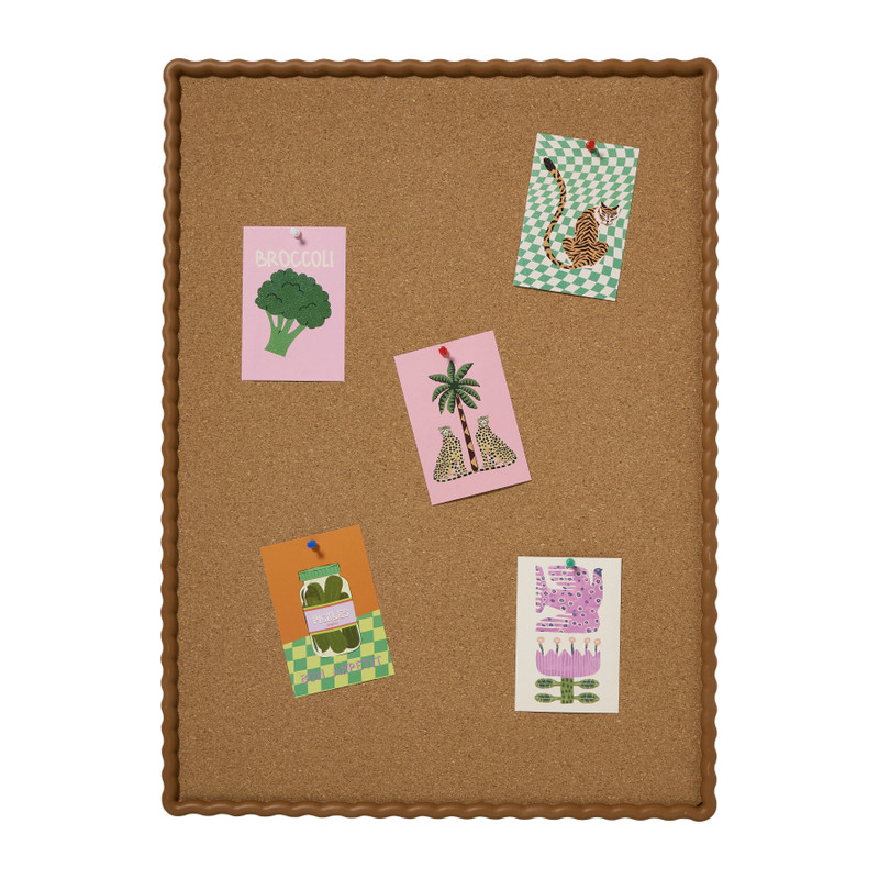 Prikbord met golfrand groot - bruin - 74x54 cm